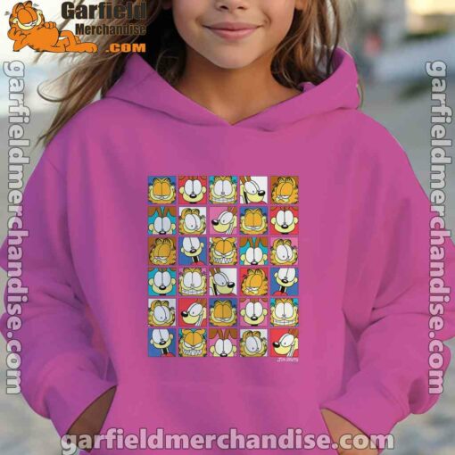 garfield expressions collage kids girl pink hoodies