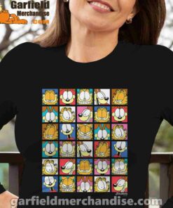 garfield expressions collage long sleeve black for women