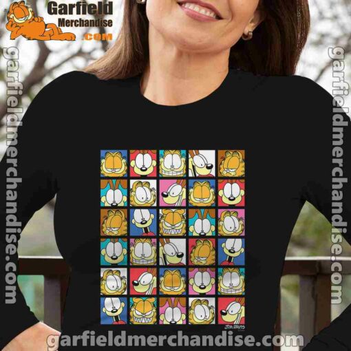 garfield expressions collage long sleeve black for women