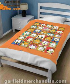 garfield expressions collage orange blanket