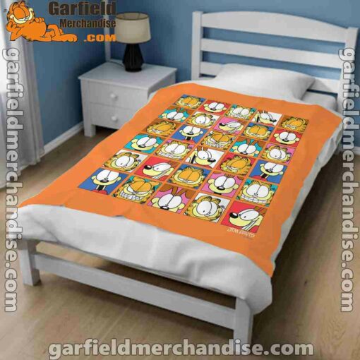 garfield expressions collage orange blanket