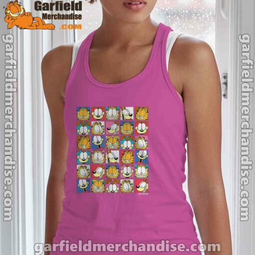 garfield expressions collage pink tank top women