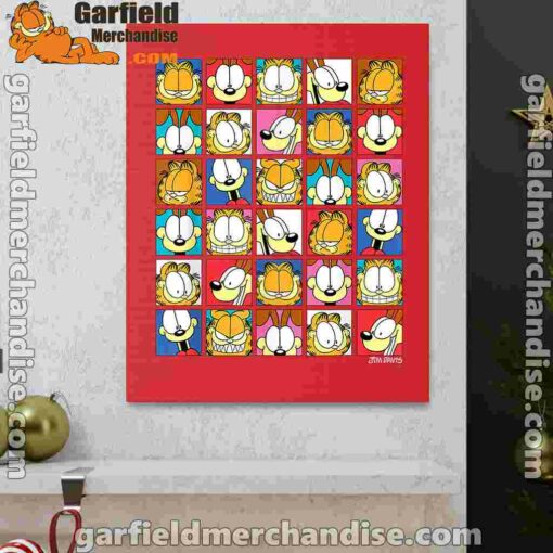 garfield expressions collage red canvas