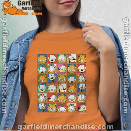 garfield expressions collage women orange t shirt