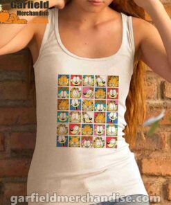 garfield expressions collage women white tank top