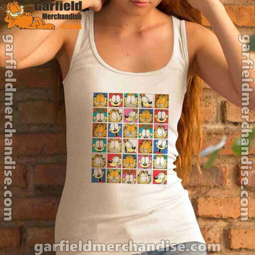 garfield expressions collage women white tank top