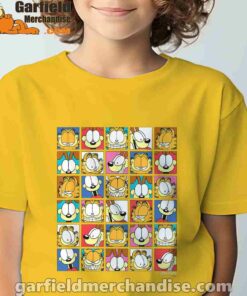 garfield expressions collage yellow t shirt for kid boy