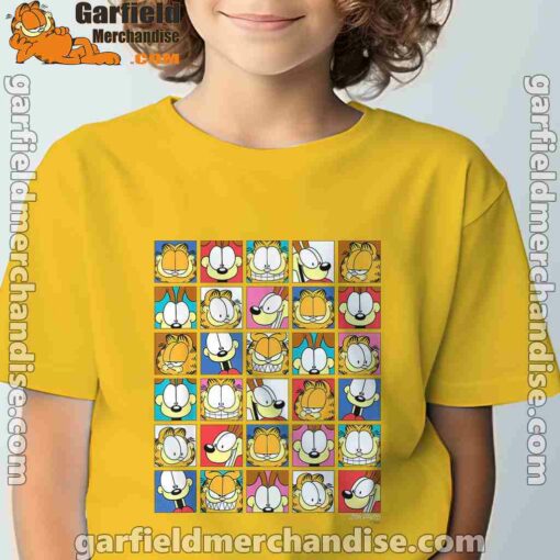 garfield expressions collage yellow t shirt for kid boy