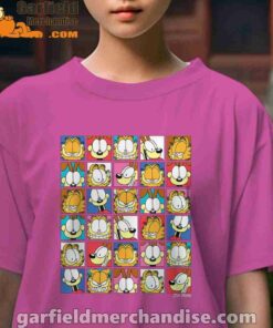 garfield expressions collage youth girl pink t shirt