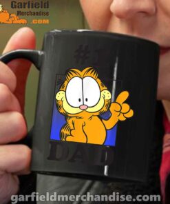 garfield fathers day number one dad black coffee mug