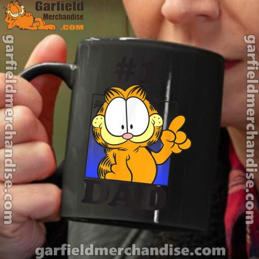 garfield fathers day number one dad black coffee mug