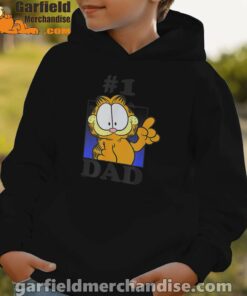 garfield fathers day number one dad black hoodie for kid boy