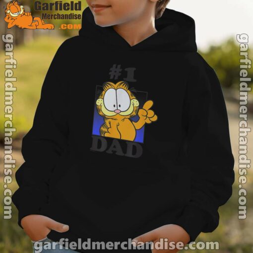 garfield fathers day number one dad black hoodie for kid boy