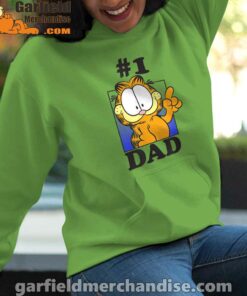 garfield fathers day number one dad green women hoodie