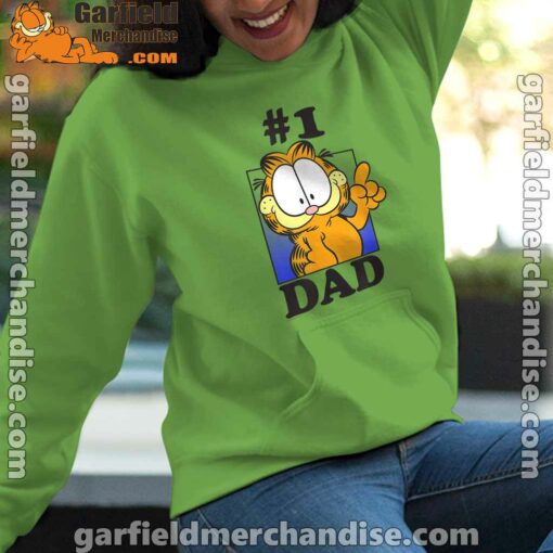 garfield fathers day number one dad green women hoodie