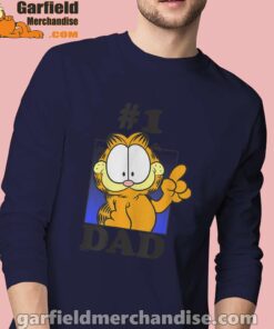 garfield fathers day number one dad men navy long sleeve