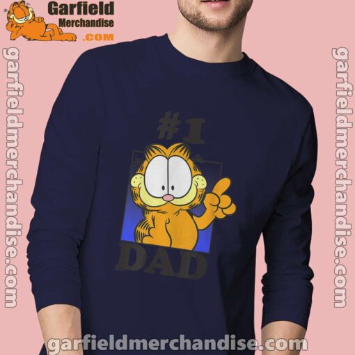 garfield fathers day number one dad men navy long sleeve