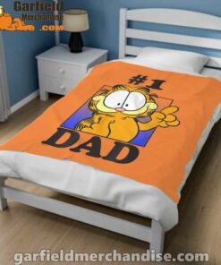 garfield fathers day number one dad orange blanket