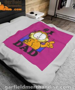 garfield fathers day number one dad pink blanket