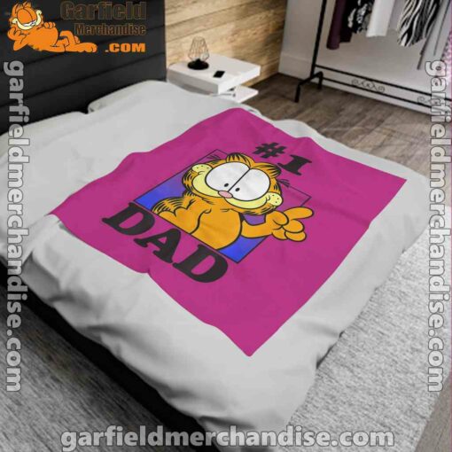 garfield fathers day number one dad pink blanket