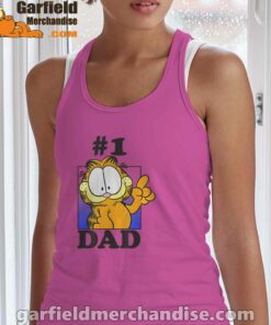 garfield fathers day number one dad pink tank top women