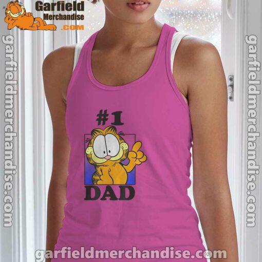 garfield fathers day number one dad pink tank top women