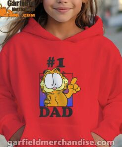 garfield fathers day number one dad red hoodie youth girl