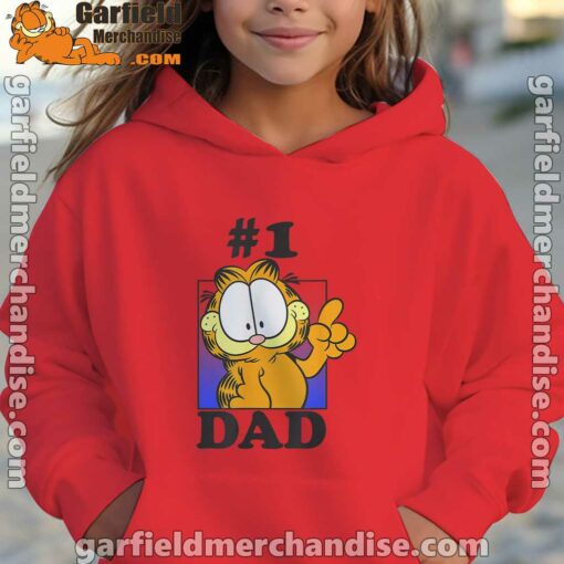 garfield fathers day number one dad red hoodie youth girl