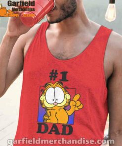 garfield fathers day number one dad red tank tops for men