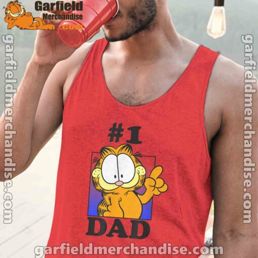 garfield fathers day number one dad red tank tops for men