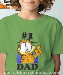 garfield fathers day number one dad tee green for youth boy