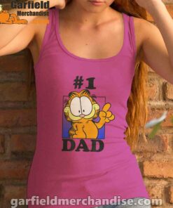 garfield fathers day number one dad women's pink tank top