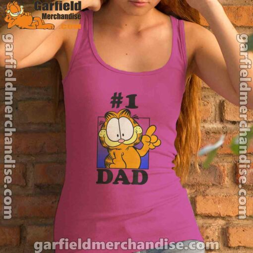 garfield fathers day number one dad women's pink tank top