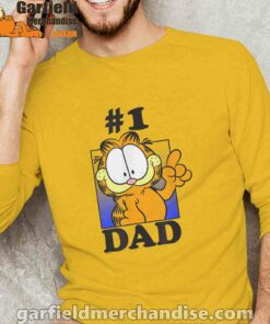 garfield fathers day number one dad yellow long sleeve man