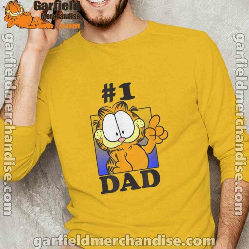 garfield fathers day number one dad yellow long sleeve man