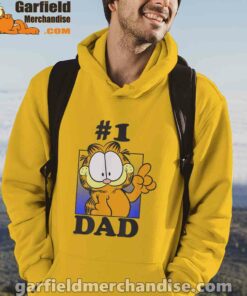 garfield fathers day number one dad yellow men hoodie