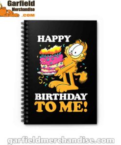 garfield happy birthday to me with cake black notebook