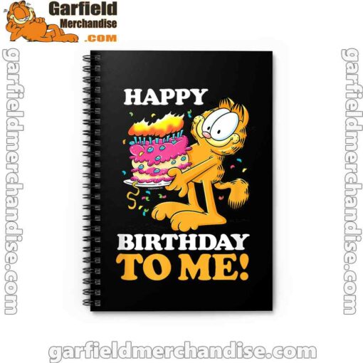 garfield happy birthday to me with cake black notebook