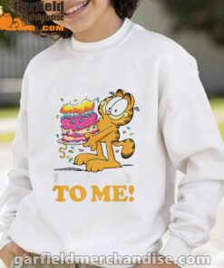 garfield happy birthday to me with cake white sweatshirt for kid boy