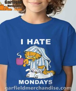 garfield hate mondays are for suffering and naps blue t shirt for youth boy