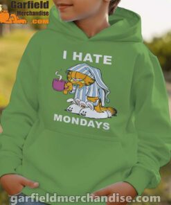 garfield hate mondays are for suffering and naps green hoodie for boys