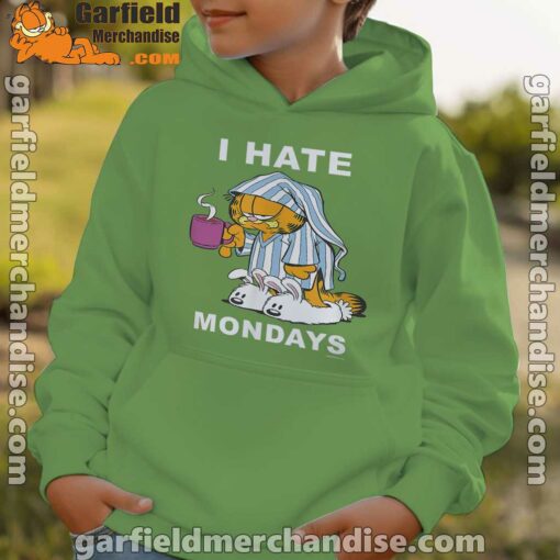 garfield hate mondays are for suffering and naps green hoodie for boys