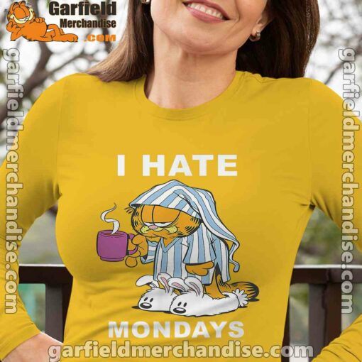 garfield hate mondays are for suffering and naps long sleeve yellow women