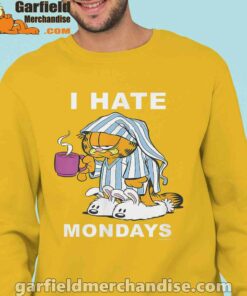 garfield hate mondays are for suffering and naps man with yellow sweatshirs