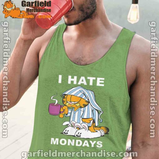 garfield hate mondays are for suffering and naps men green tank tops