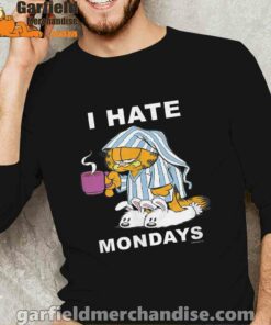 garfield hate mondays are for suffering and naps men's black long sleeve