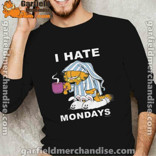 garfield hate mondays are for suffering and naps men's black long sleeve