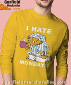 garfield hate mondays are for suffering and naps men's yellow long sleeve