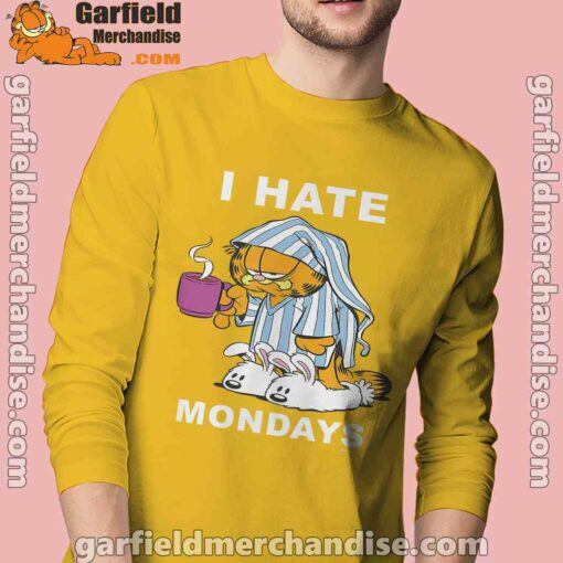 garfield hate mondays are for suffering and naps men's yellow long sleeve