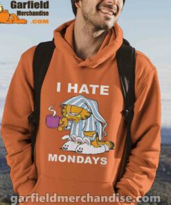 garfield hate mondays are for suffering and naps orange men hoodie